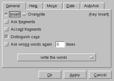 the options dialog